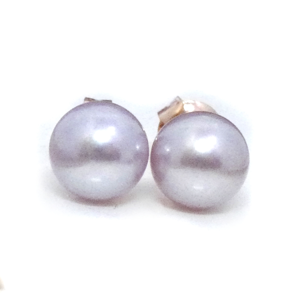 Lilac AAA 8mm Round Stud Earrings